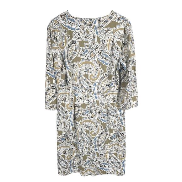 J. Mclaughlin XL Nylon Catalina Dress Women’s Carly Folklore Taupe Paisley - Picture 2 of 7